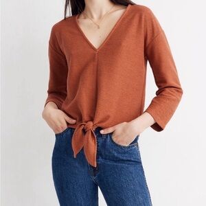 Madewell Texture & Thread V-Neck Tie-Front Top
